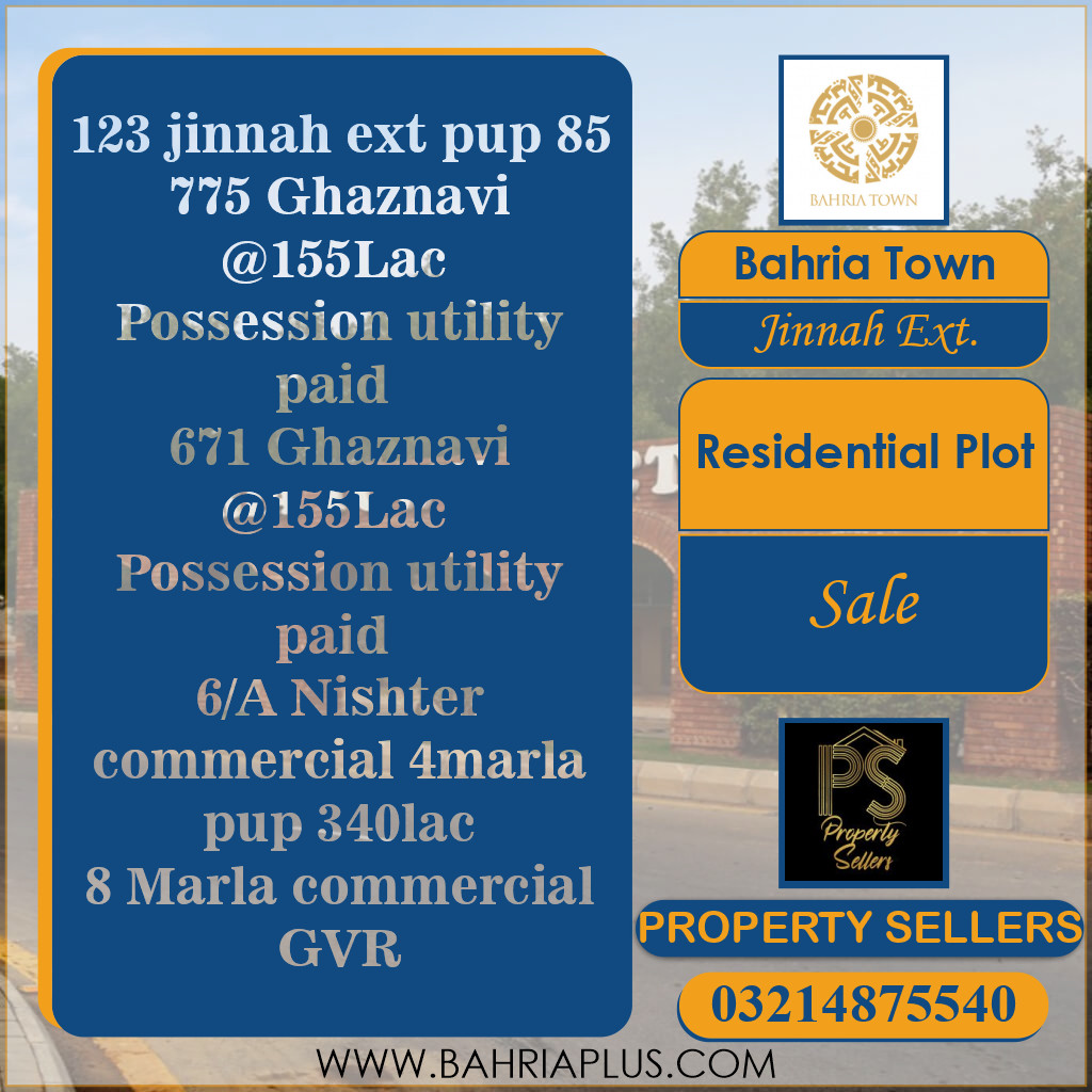 5 Marla Residential Plot for Sale in Sector E - Jinnah Ext. Block -  Bahria Town, Lahore - (BP-372664)