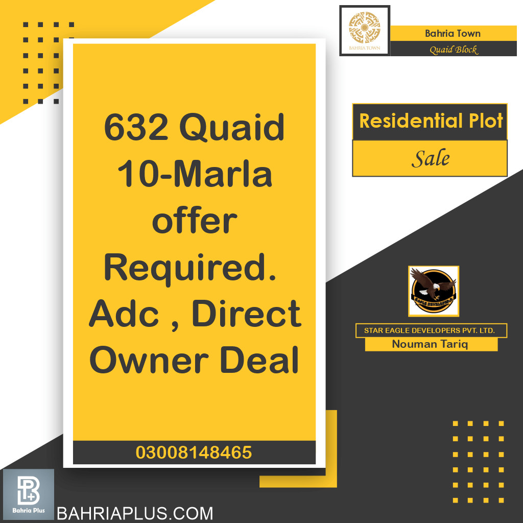 10 Marla Residential Plot for Sale in Sector E - Quaid Block -  Bahria Town, Lahore - (BP-372689)