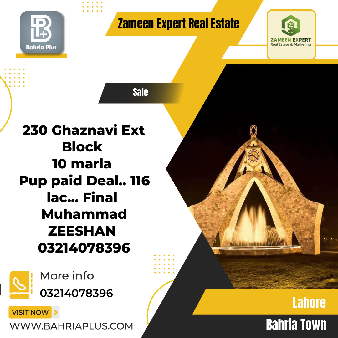 10 Marla Residential Plot for Sale in Bahria Town, Lahore - (BP-373021)
