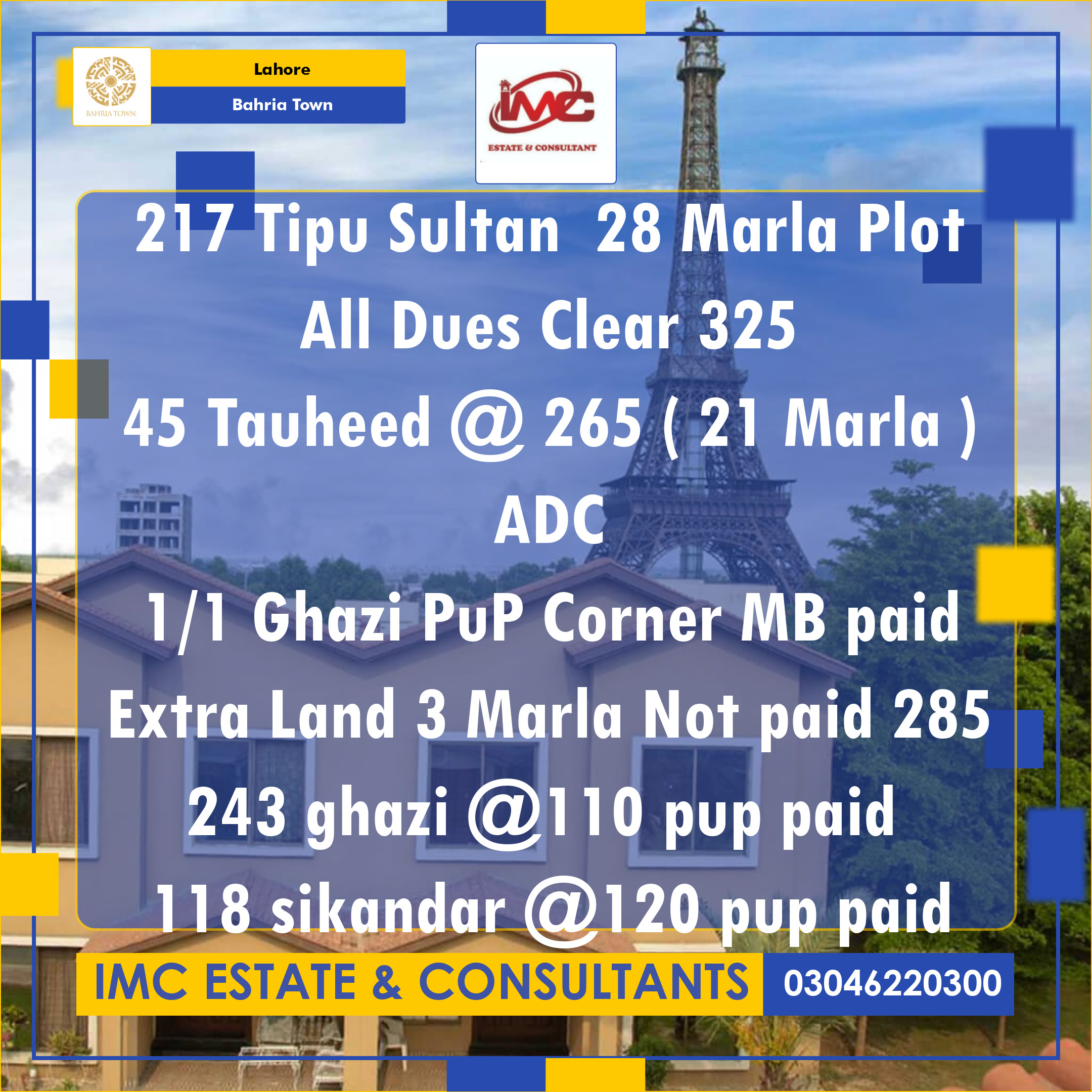 Residential Plot for Sale in Bahria Town, Lahore - (BP-373102)