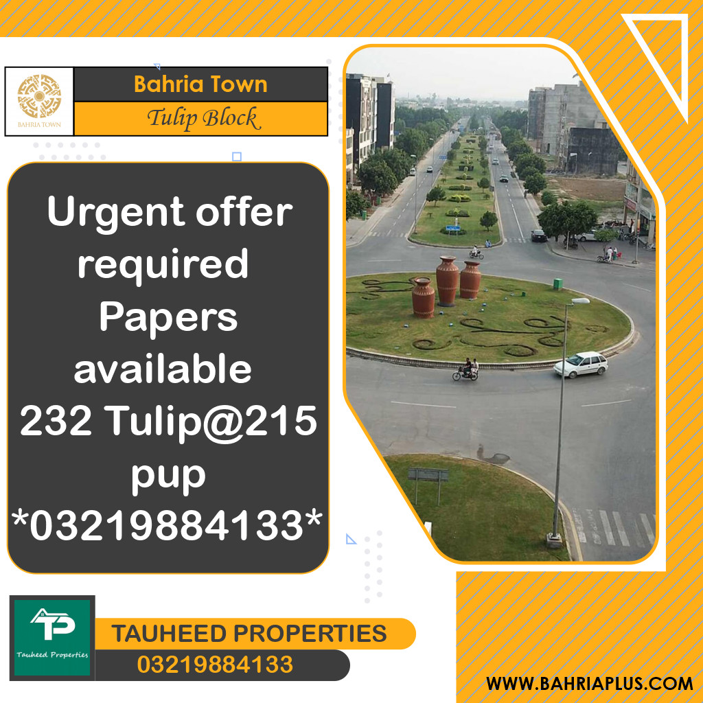 10 Marla Residential Plot for Sale in Sector C - Tulip Block -  Bahria Town, Lahore - (BP-373253)