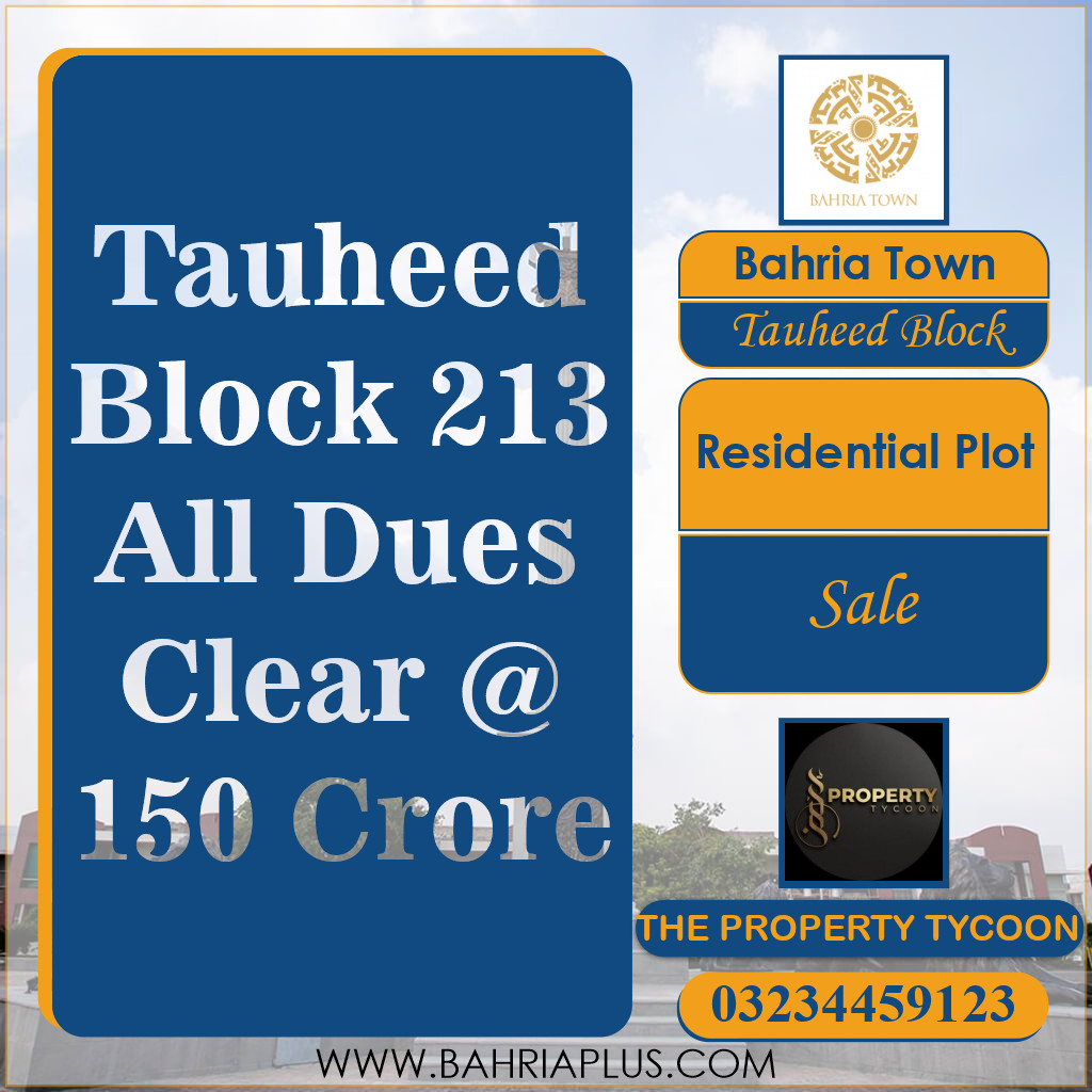 10 Marla Residential Plot for Sale in Sector F - Tauheed Block -  Bahria Town, Lahore - (BP-373271)