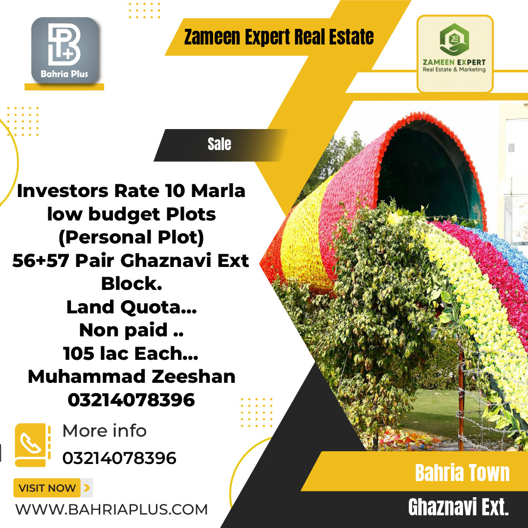 10 Marla Residential Plot for Sale in Sector F - Ghaznavi Ext. Block -  Bahria Town, Lahore - (BP-373360)