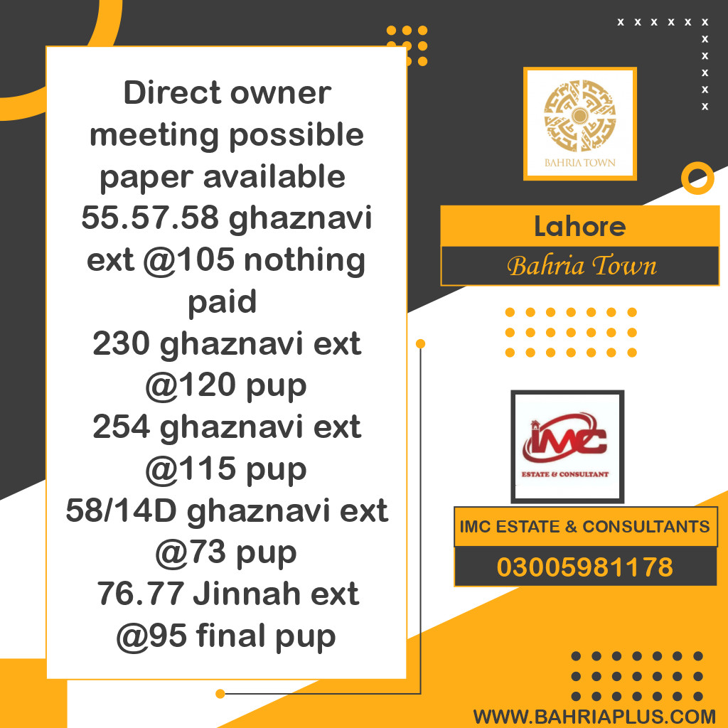 Residential Plot for Sale in Bahria Town, Lahore - (BP-373428)