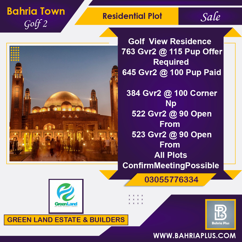 10 Marla Residential Plot for Sale in Golf Phase 2 -  Bahria Town, Lahore - (BP-373513)