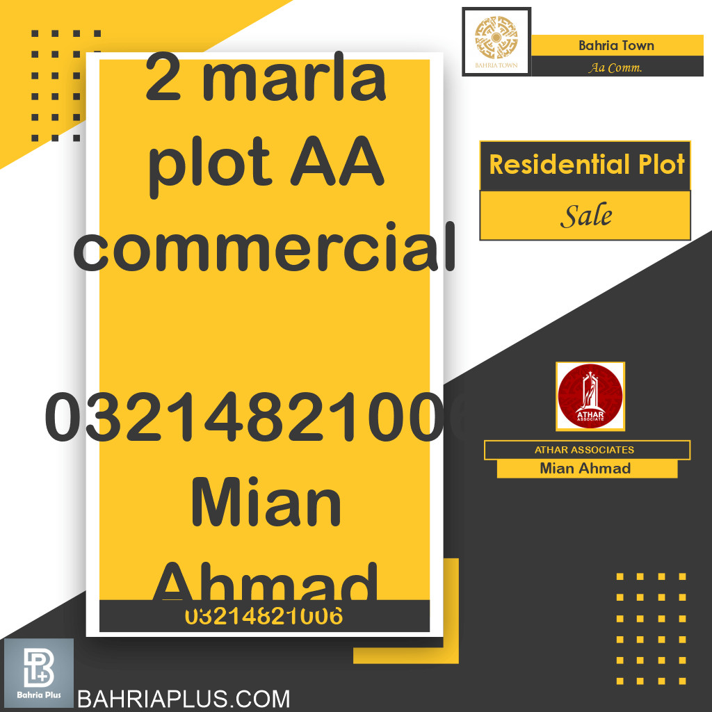 2 Marla Residential Plot for Sale in Sector D - AA Commercial -  Bahria Town, Lahore - (BP-373523)