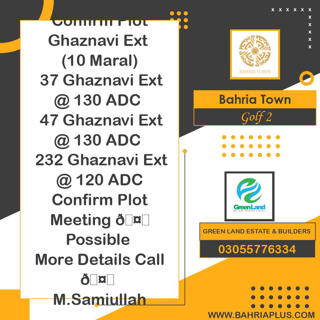 10 Marla Residential Plot for Sale in Golf Phase 2 -  Bahria Town, Lahore - (BP-373574)