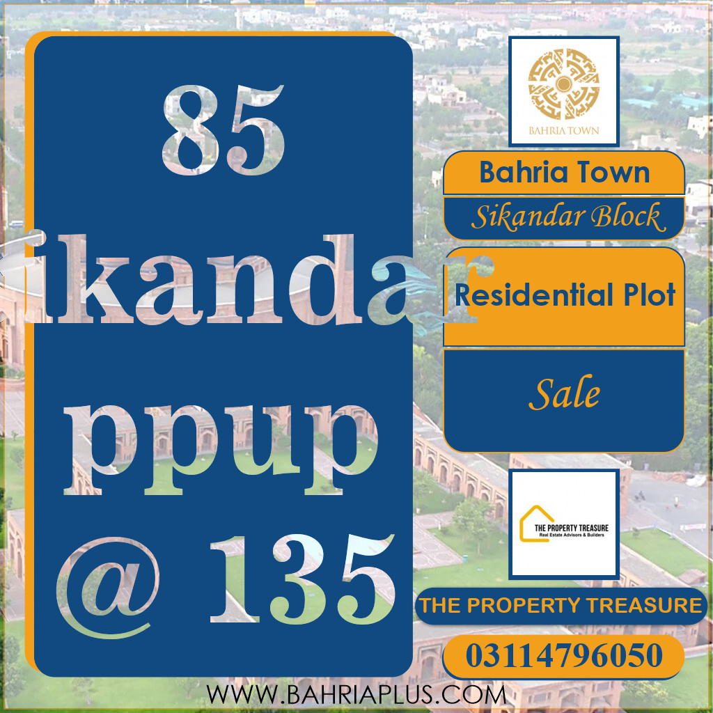 10 Marla Residential Plot for Sale in Sector F - Sikander Block -  Bahria Town, Lahore - (BP-373625)