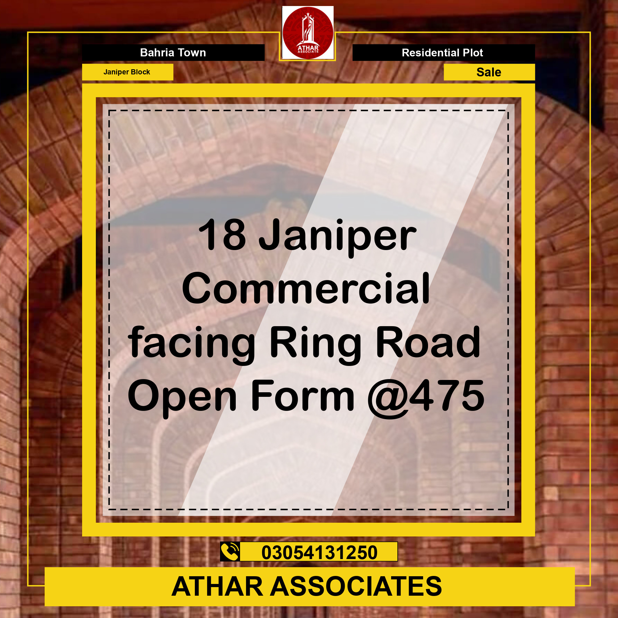 10 Marla Residential Plot for Sale in Sector C - Janiper Block -  Bahria Town, Lahore - (BP-373687)