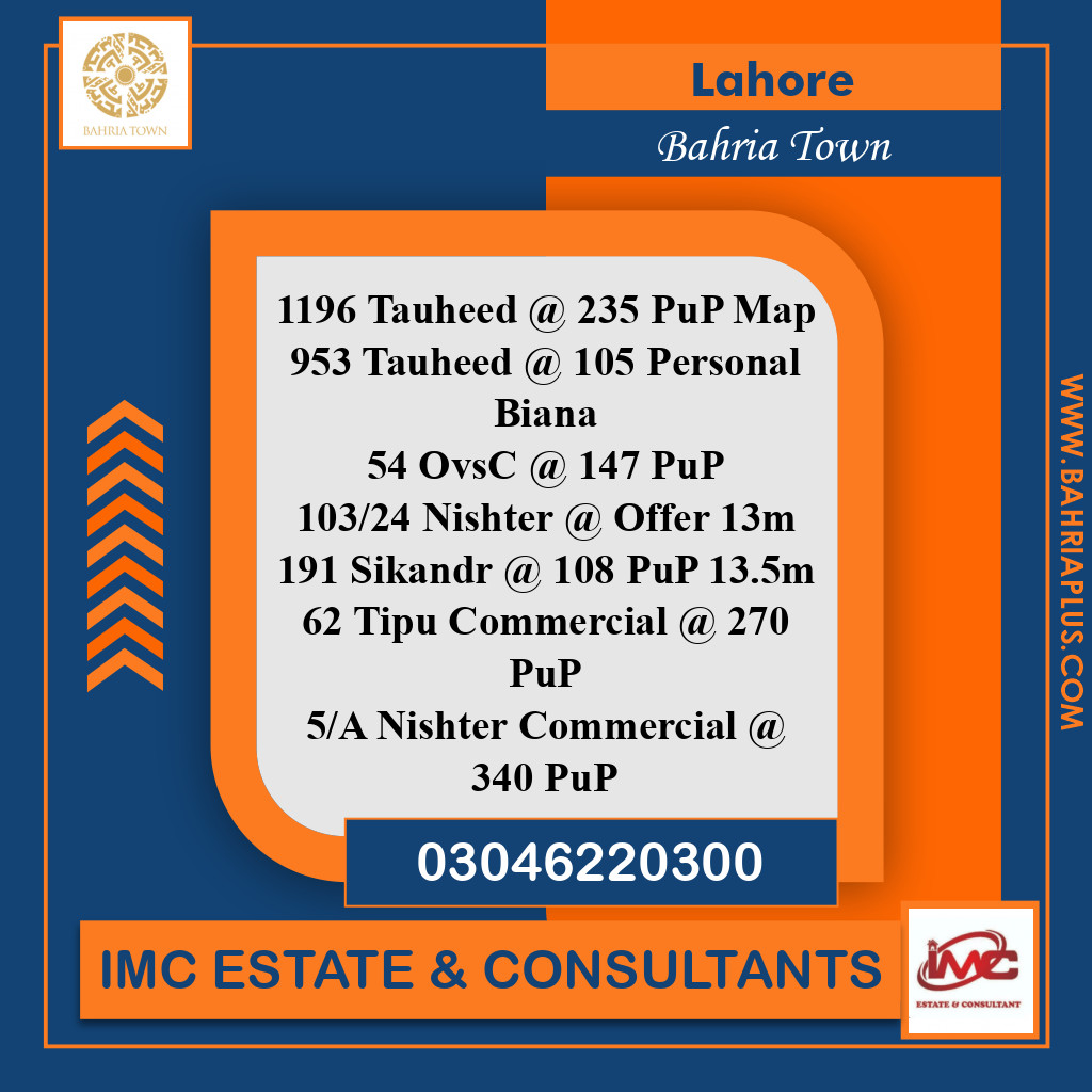 Residential Plot for Sale in Bahria Town, Lahore - (BP-373700)