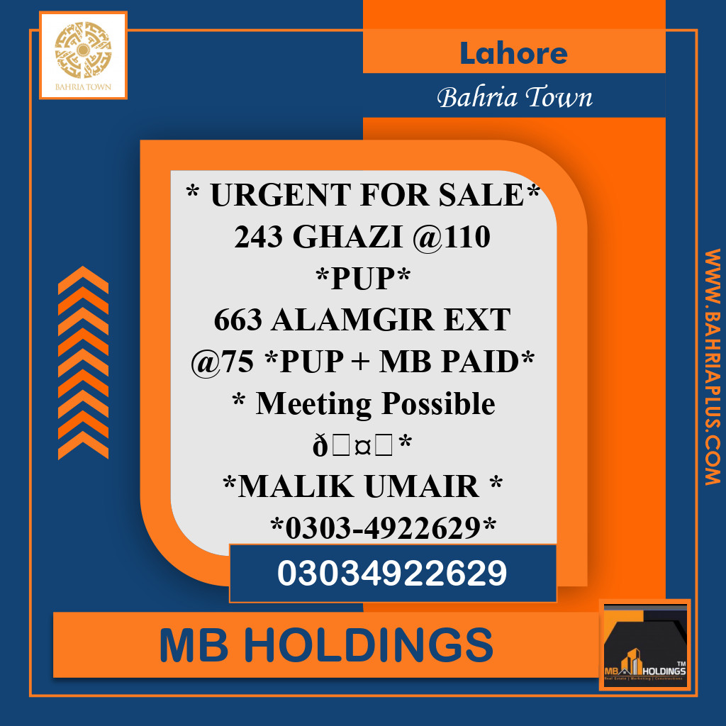 Residential Plot for Sale in Bahria Town, Lahore - (BP-374050)