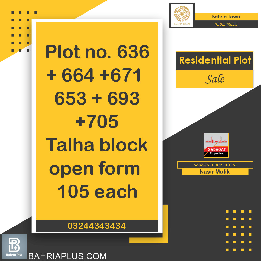 10 Marla Residential Plot for Sale in Sector F - Talha Block -  Bahria Town, Lahore - (BP-374102)