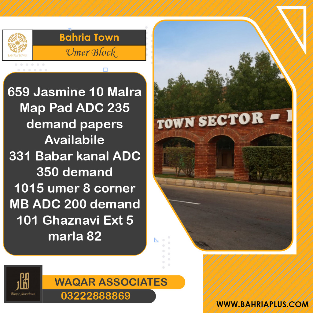 8 Marla Residential Plot for Sale in Sector B - Umer Block -  Bahria Town, Lahore - (BP-374132)