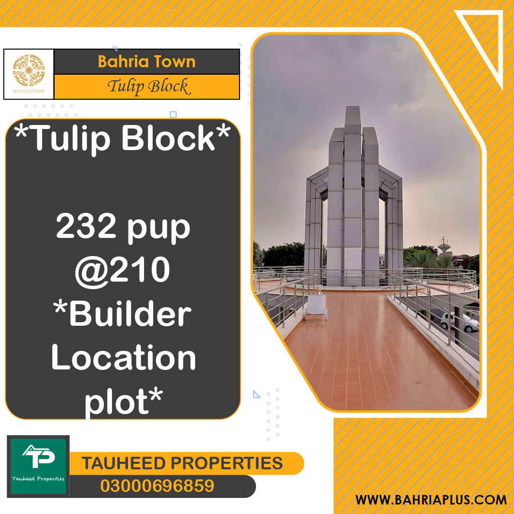 10 Marla Residential Plot for Sale in Sector C - Tulip Block -  Bahria Town, Lahore - (BP-374137)