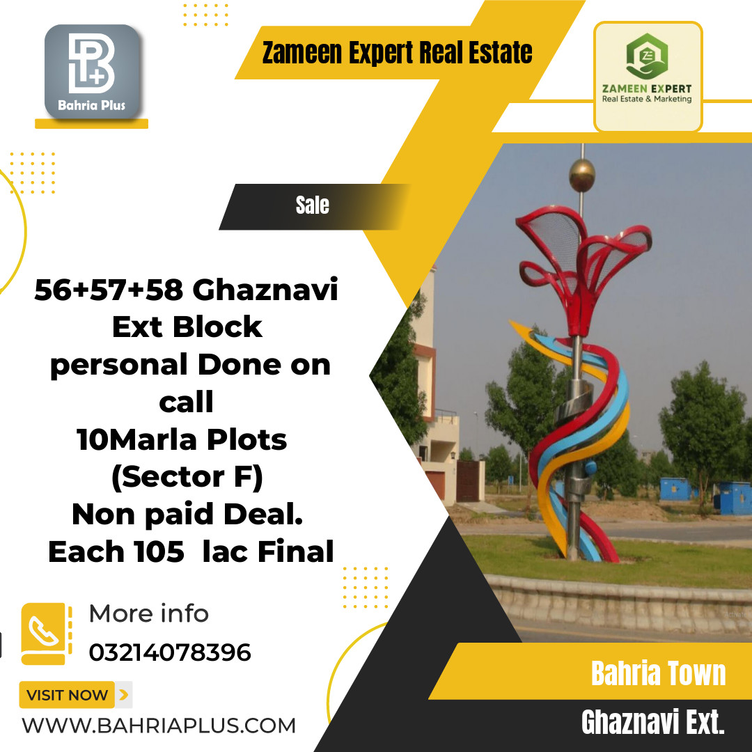 10 Marla Residential Plot for Sale in Sector F - Ghaznavi Ext. Block -  Bahria Town, Lahore - (BP-374227)