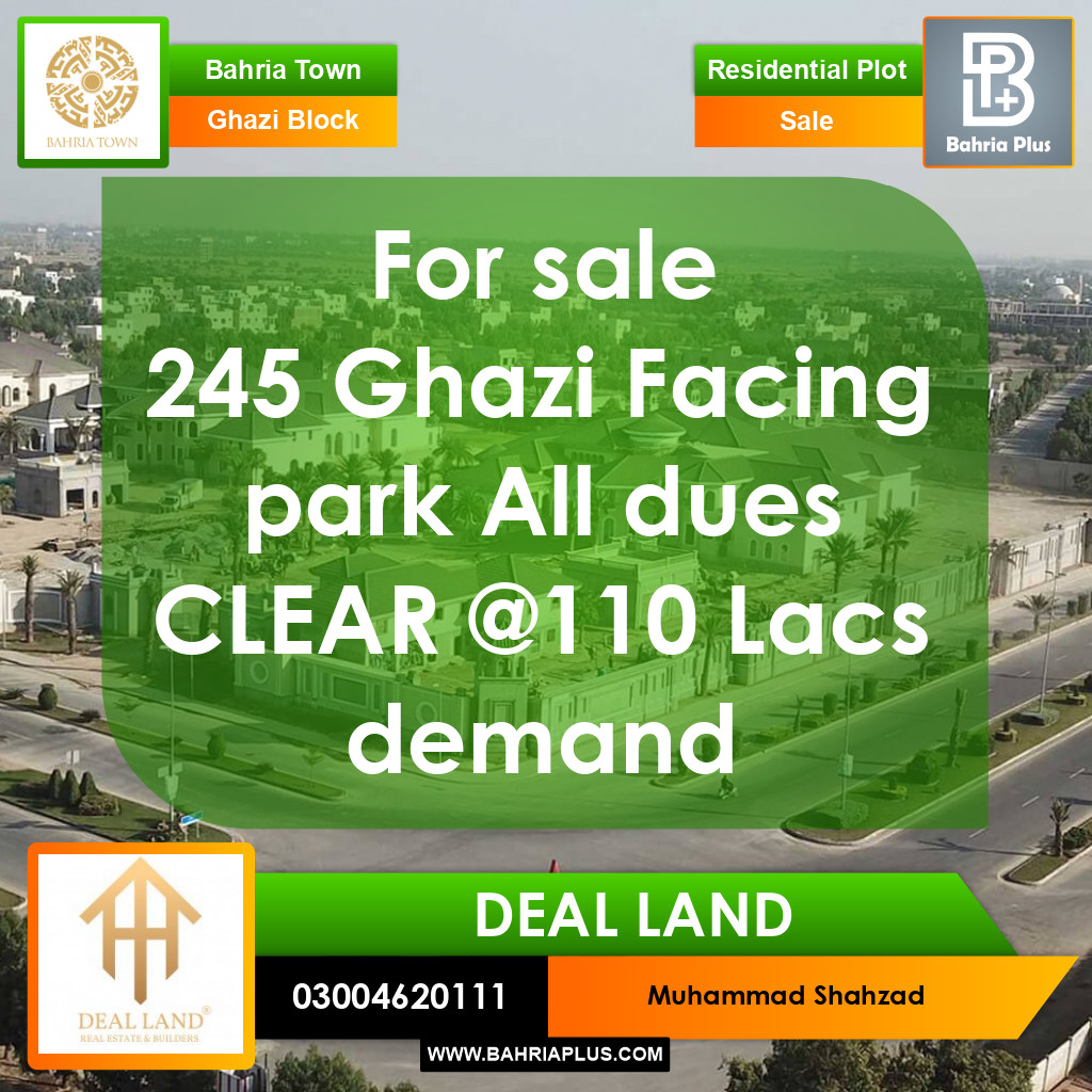 10 Marla Residential Plot for Sale in Sector F - Ghazi Block -  Bahria Town, Lahore - (BP-374313)