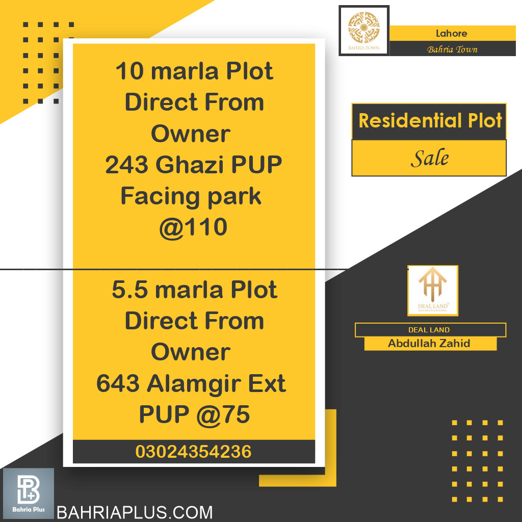 Residential Plot for Sale in Bahria Town, Lahore - (BP-374314)