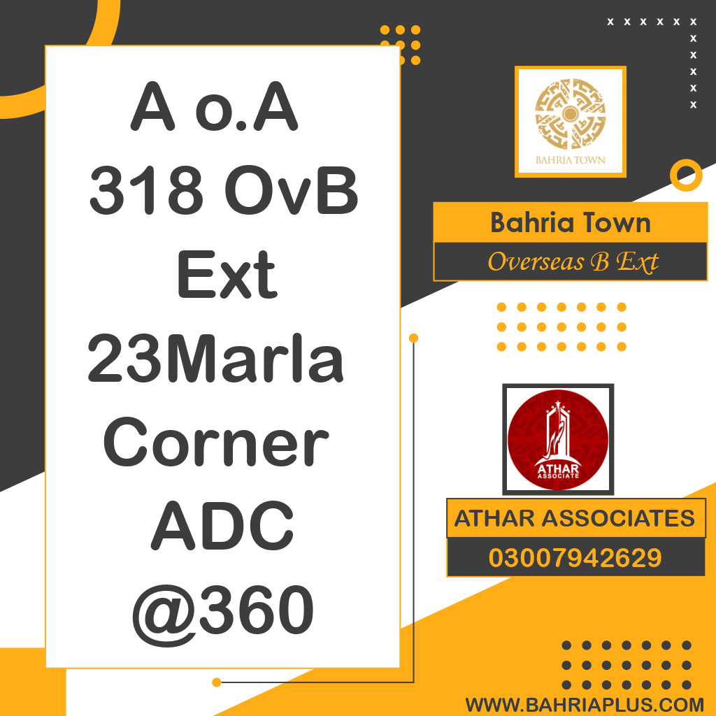 23 Marla Residential Plot for Sale in Overseas B Ext -  Bahria Town, Lahore - (BP-374330)