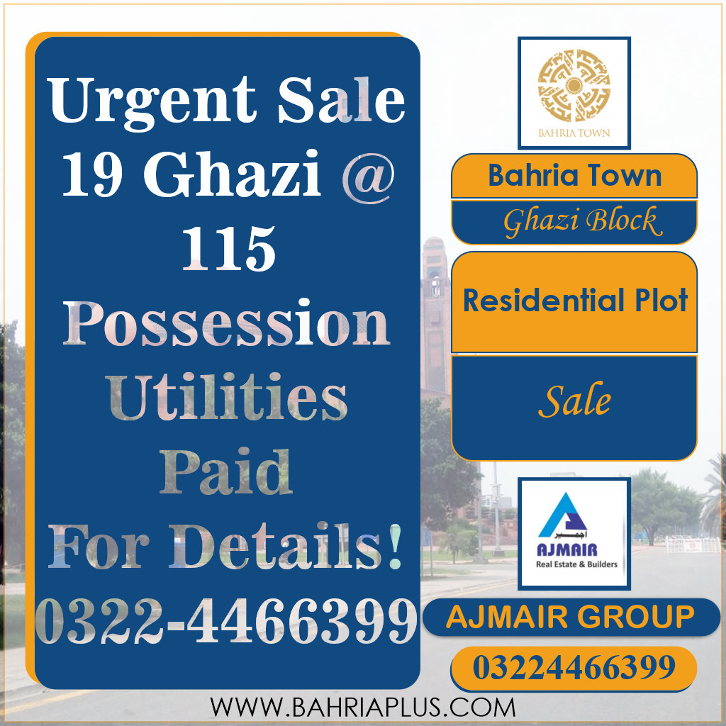 10 Marla Residential Plot for Sale in Sector F - Ghazi Block -  Bahria Town, Lahore - (BP-374409)