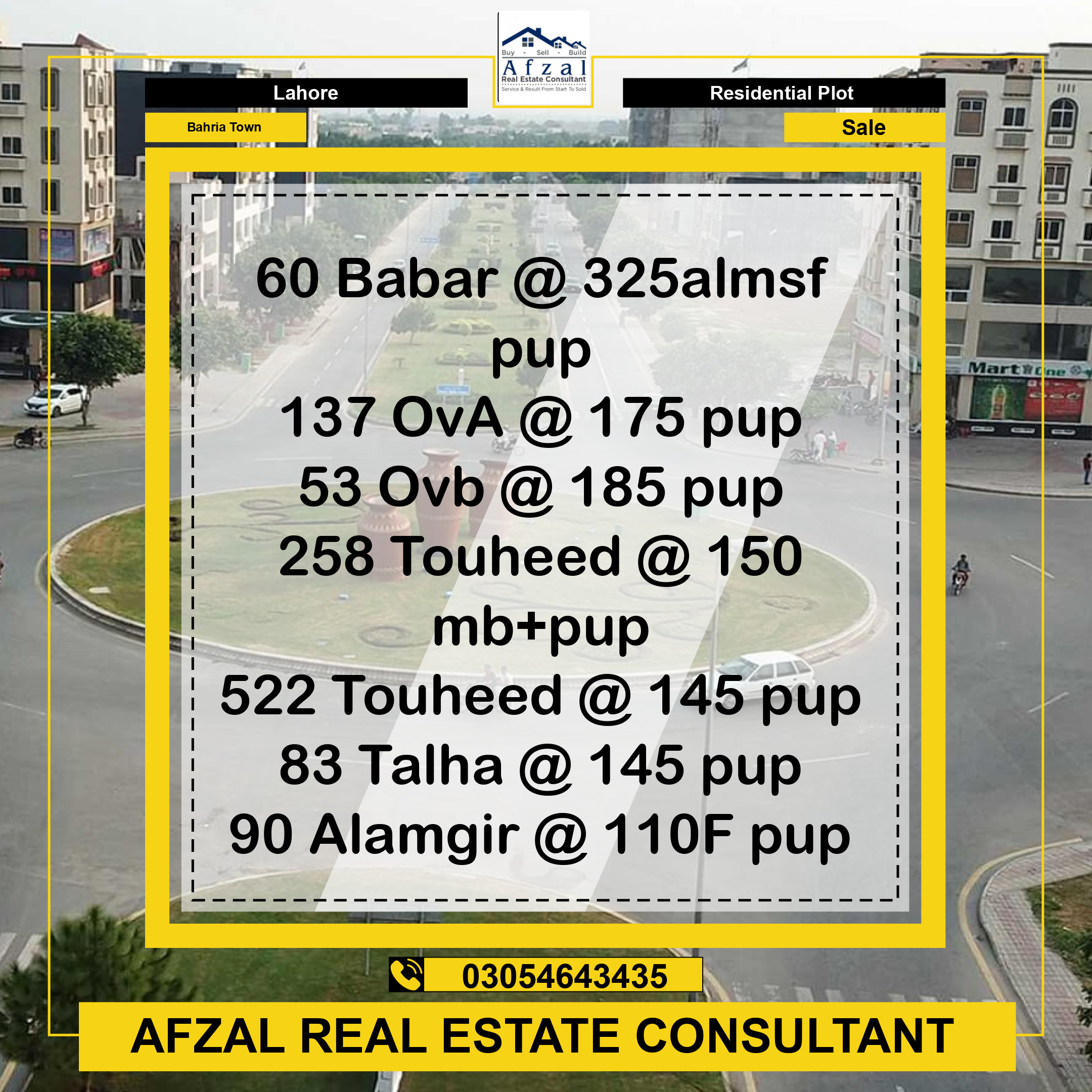 Residential Plot for Sale in Bahria Town, Lahore - (BP-374436)
