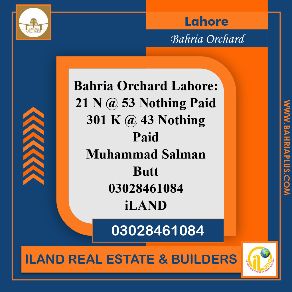 Residential Plot for Sale in Bahria Orchard, Lahore - (BP-374459)