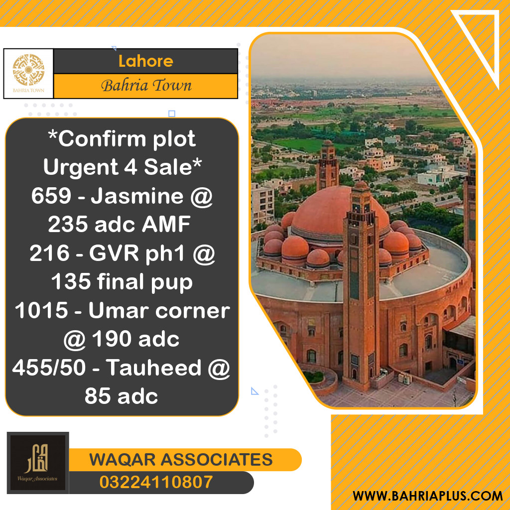 Residential Plot for Sale in Bahria Town, Lahore - (BP-374489)
