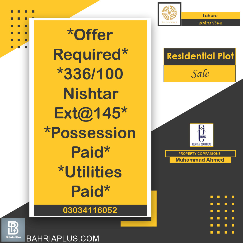 Residential Plot for Sale in Bahria Town, Lahore - (BP-374528)