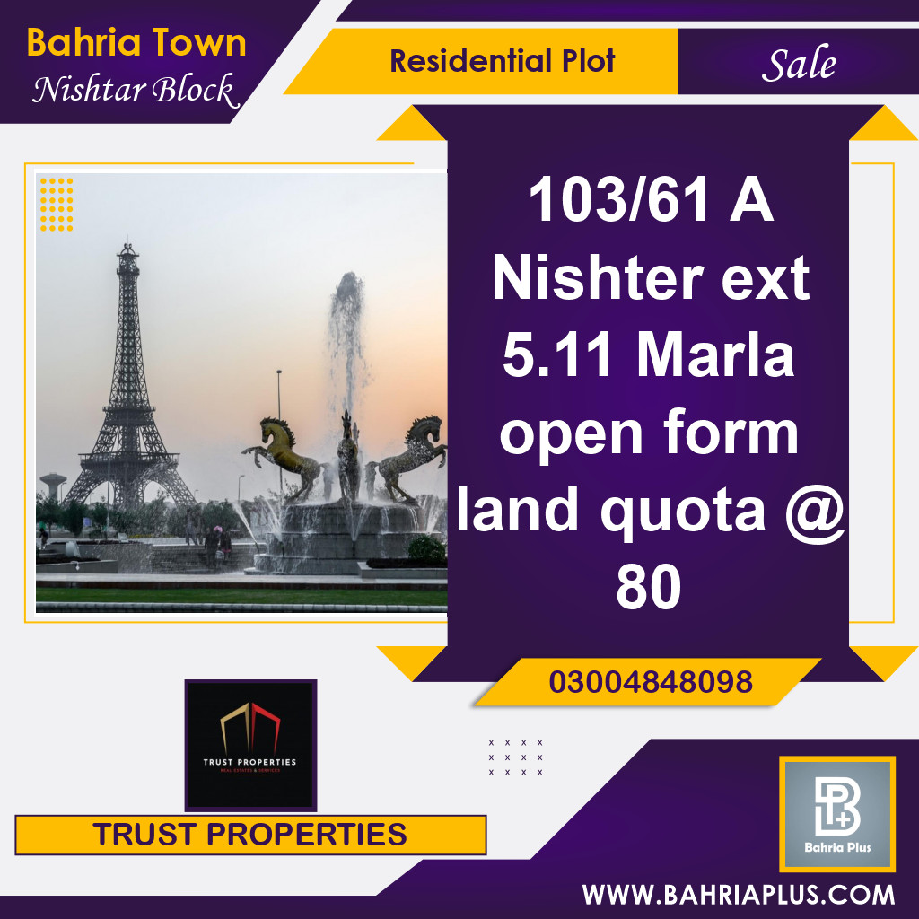 5 Marla Residential Plot for Sale in Sector E - Nishtar Block -  Bahria Town, Lahore - (BP-374541)