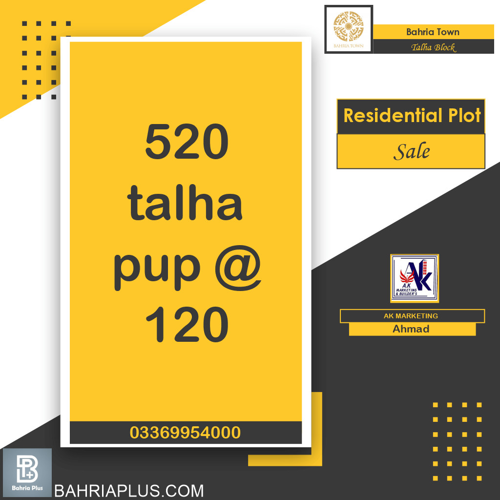 10 Marla Residential Plot for Sale in Sector F - Talha Block -  Bahria Town, Lahore - (BP-374596)