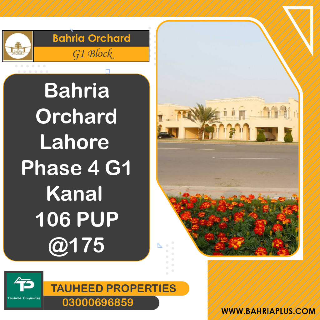 1 Kanal Residential Plot for Sale in Phase 4 - G1 Block -  Bahria Orchard, Lahore - (BP-374607)