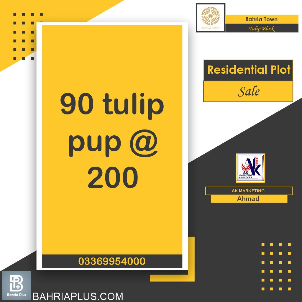10 Marla Residential Plot for Sale in Sector C - Tulip Block -  Bahria Town, Lahore - (BP-374802)