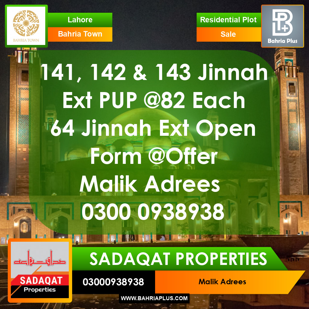 Residential Plot for Sale in Bahria Town, Lahore - (BP-374997)
