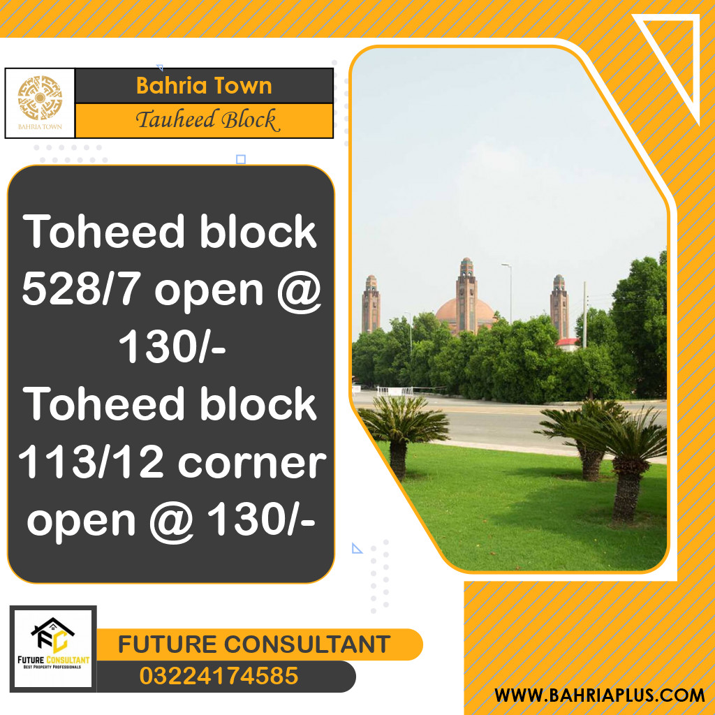 10 Marla Residential Plot for Sale in Sector F - Tauheed Block -  Bahria Town, Lahore - (BP-375058)