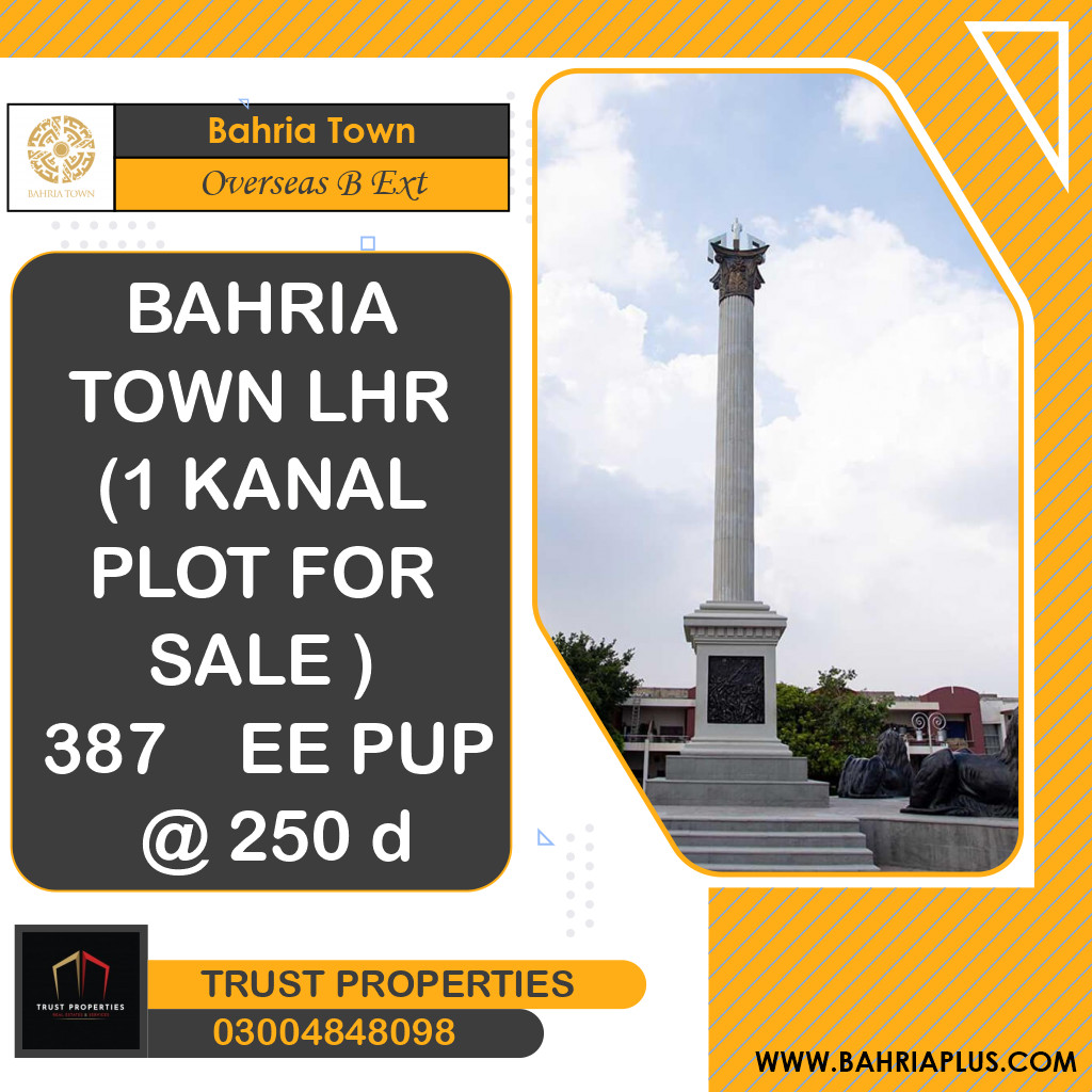 1 Kanal Residential Plot for Sale in Overseas B Ext -  Bahria Town, Lahore - (BP-375080)