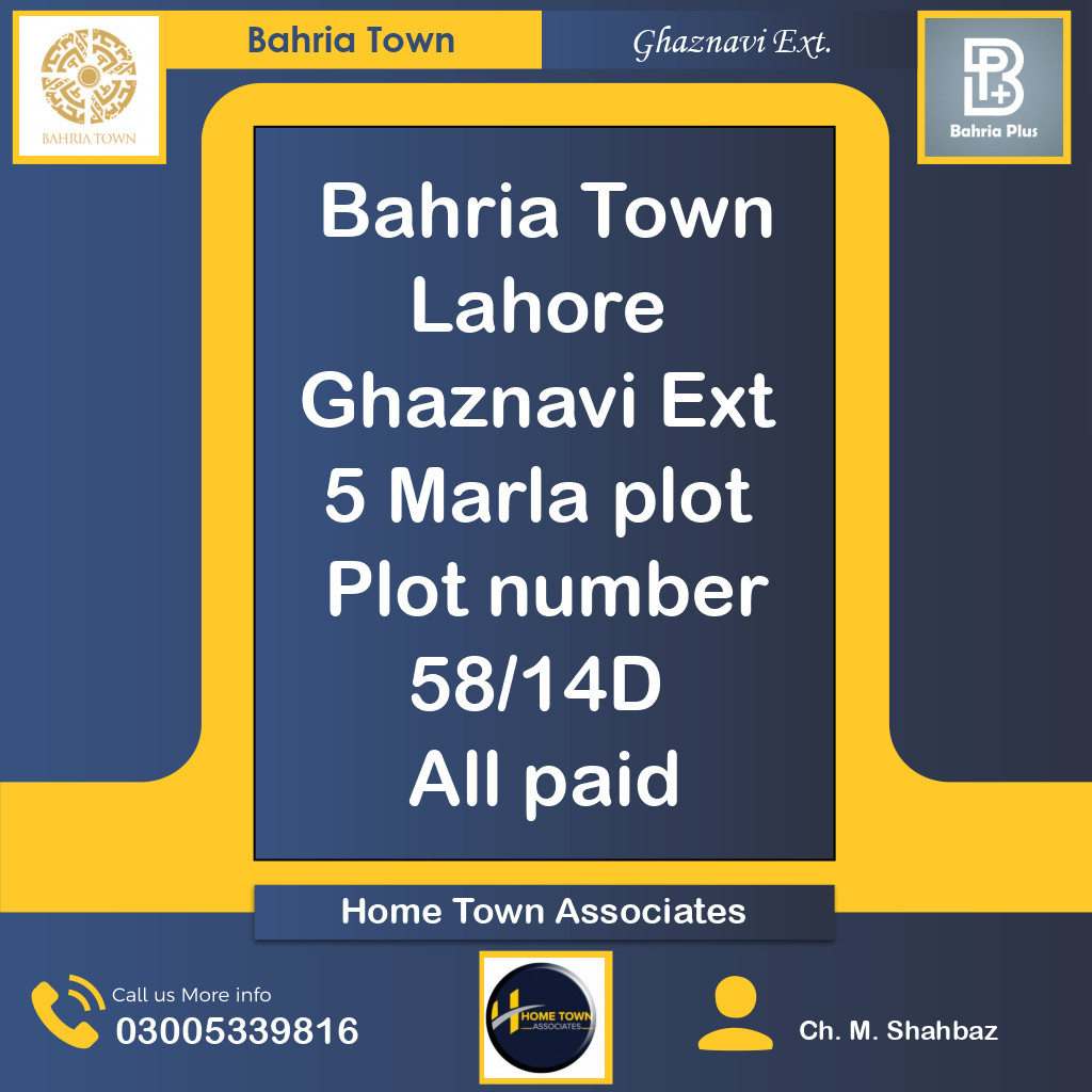 5 Marla Residential Plot for Sale in Sector F - Ghaznavi Ext. Block -  Bahria Town, Lahore - (BP-375088)