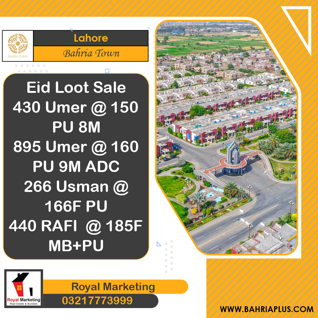 10 Marla Residential Plot for Sale in Bahria Town, Lahore - (BP-375106)