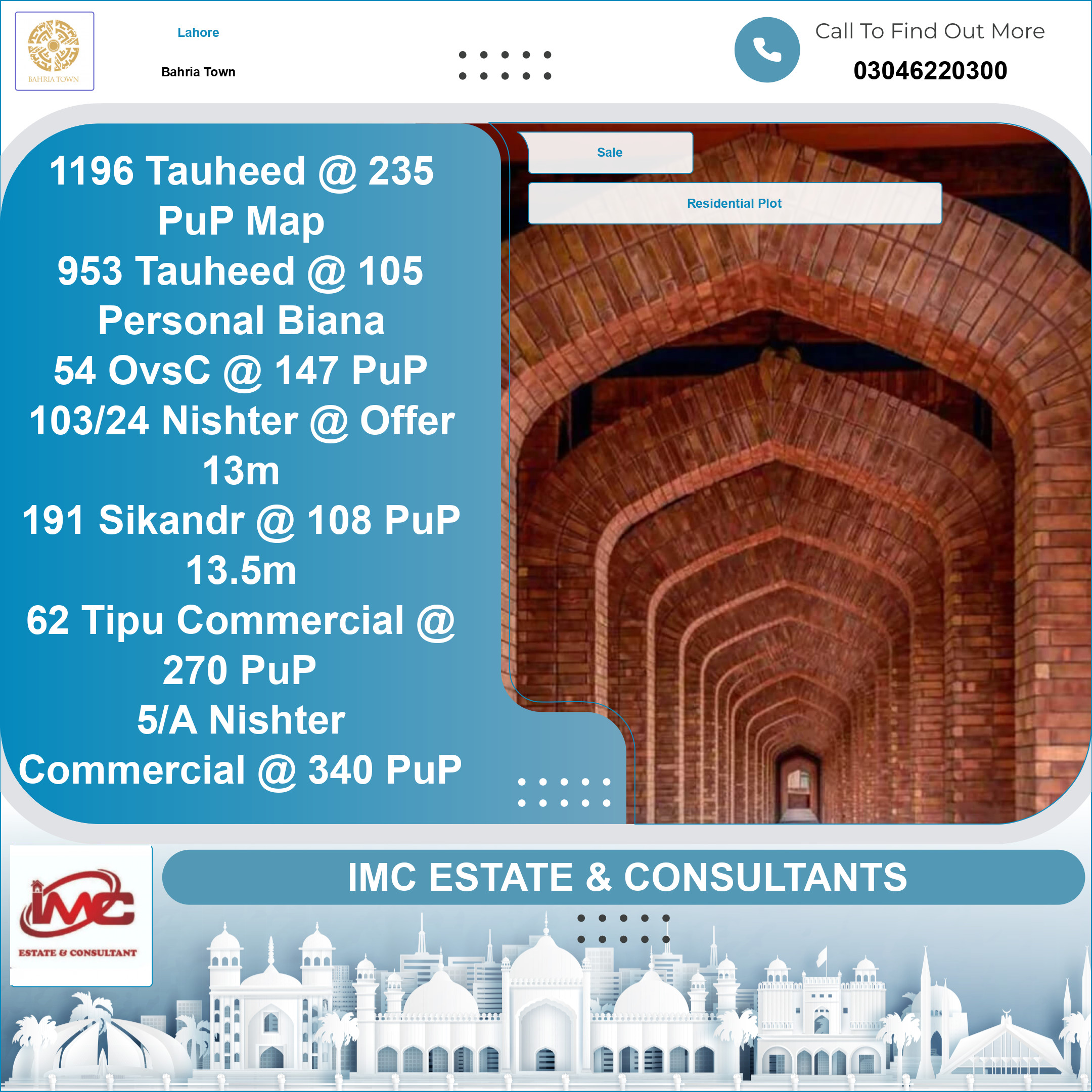Residential Plot for Sale in Bahria Town, Lahore - (BP-375163)