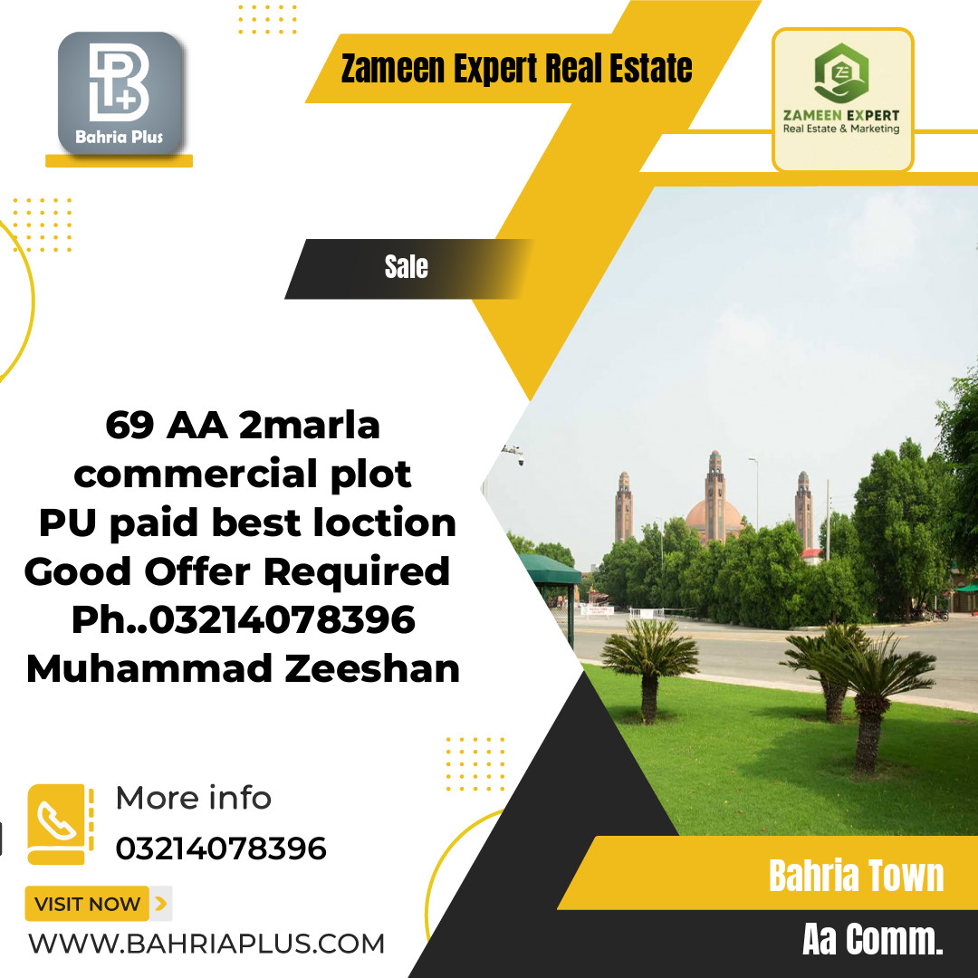 2 Marla Commercial Plot for Sale in Sector D - AA Commercial -  Bahria Town, Lahore - (BP-375452)