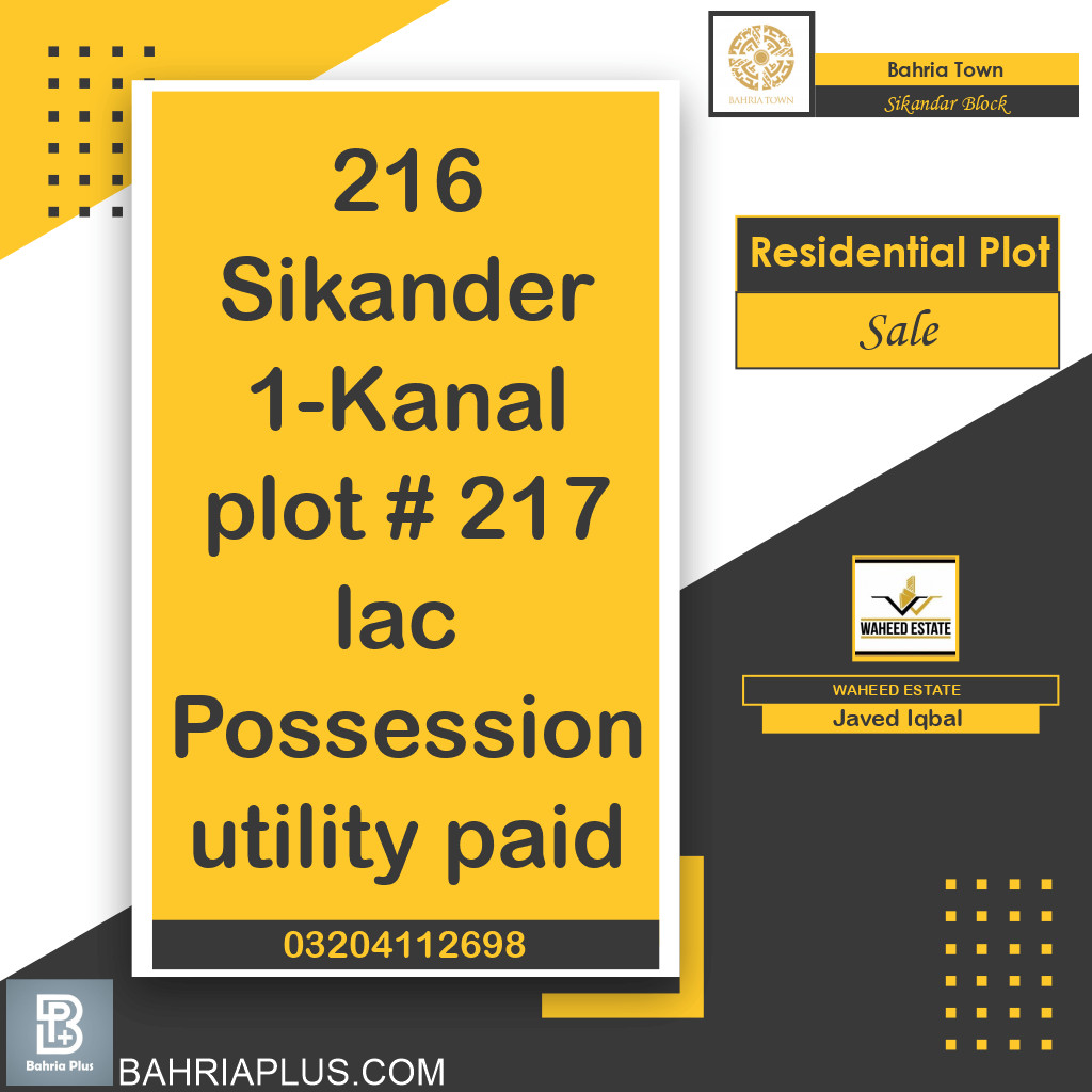 1 Kanal Residential Plot for Sale in Sector F - Sikander Block -  Bahria Town, Lahore - (BP-375482)