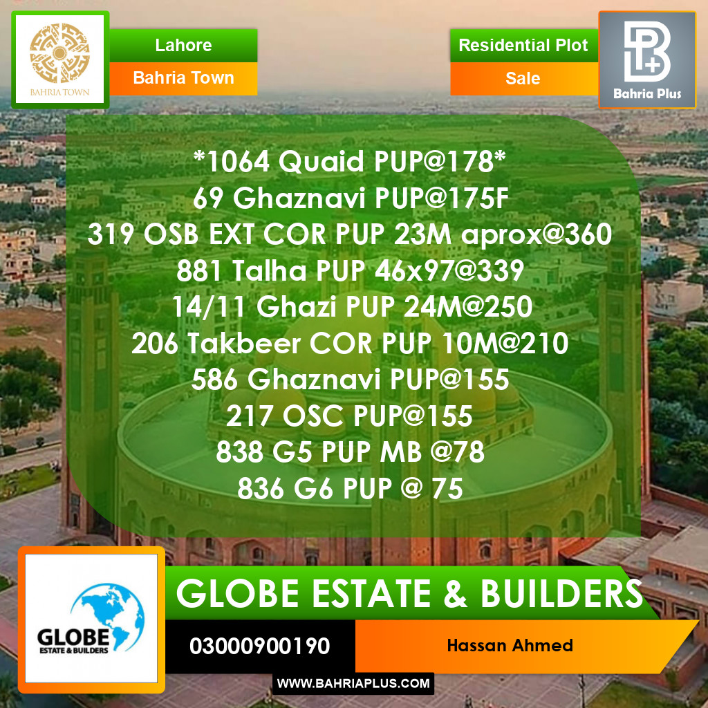 Residential Plot for Sale in Bahria Town, Lahore - (BP-375490)