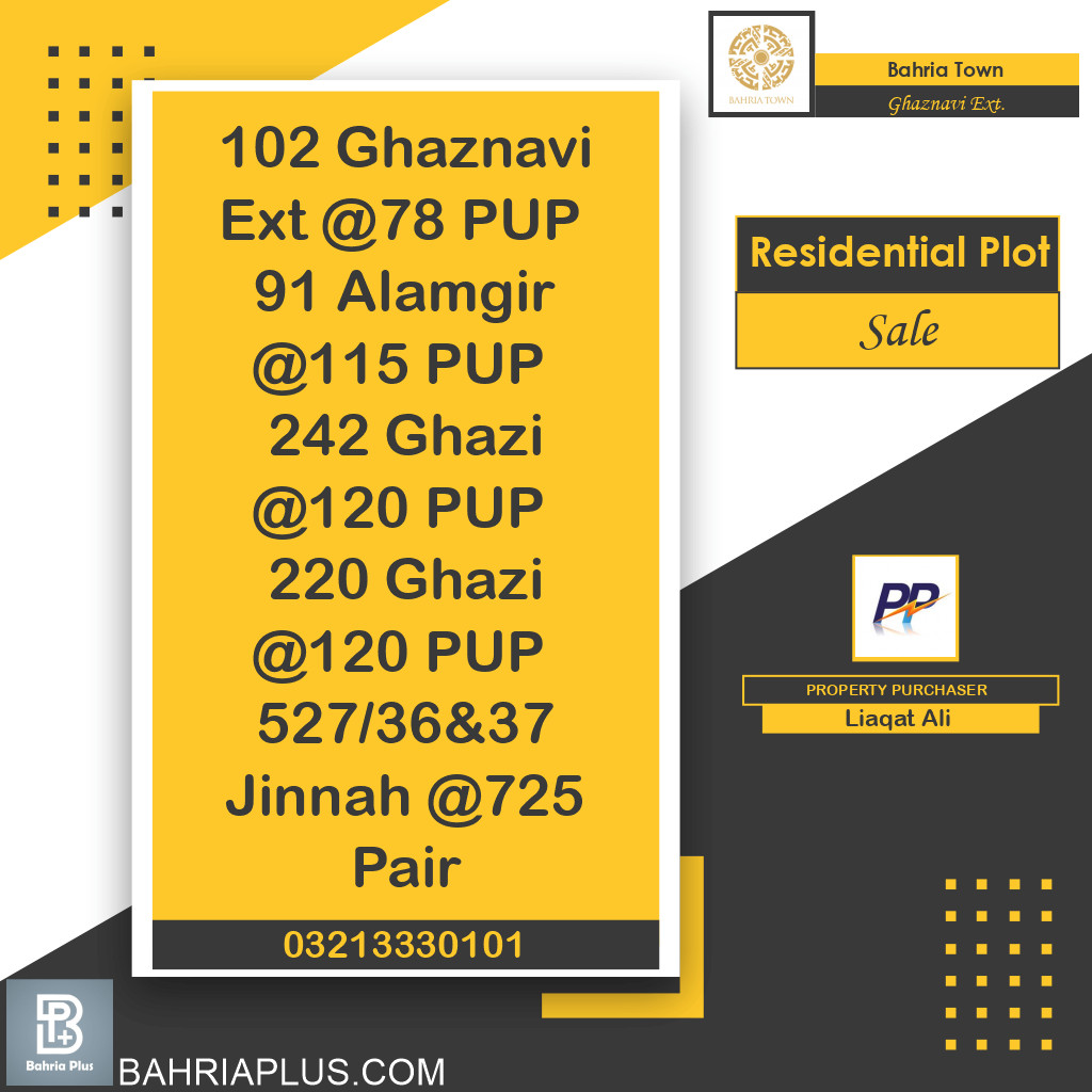 5 Marla Residential Plot for Sale in Sector F - Ghaznavi Ext. Block -  Bahria Town, Lahore - (BP-375499)