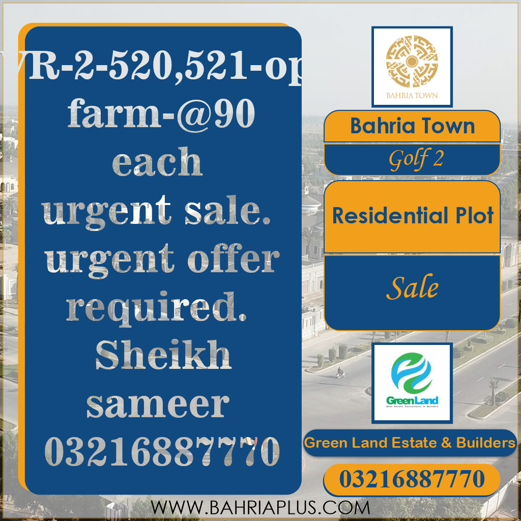 10 Marla Residential Plot for Sale in Golf Phase 2 -  Bahria Town, Lahore - (BP-375501)