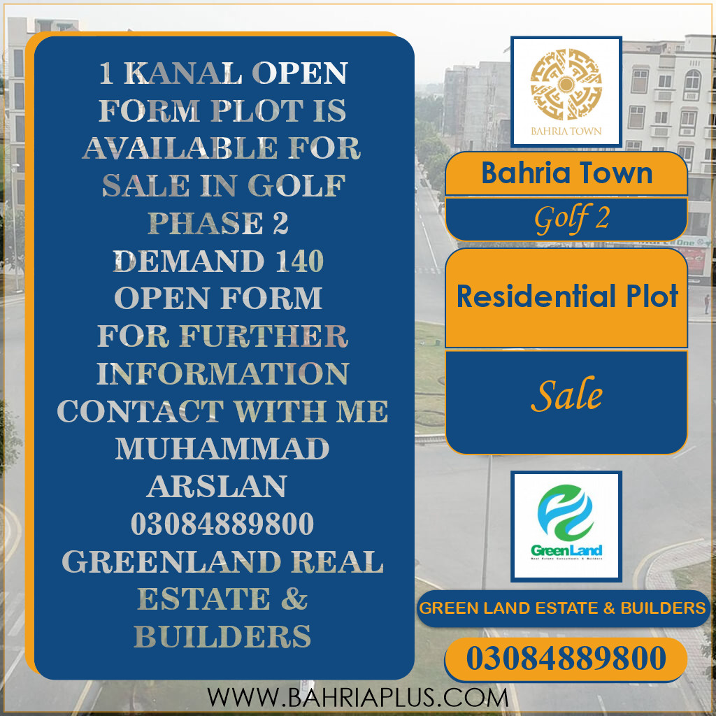 20 Marla Residential Plot for Sale in Golf Phase 2 -  Bahria Town, Lahore - (BP-375515)