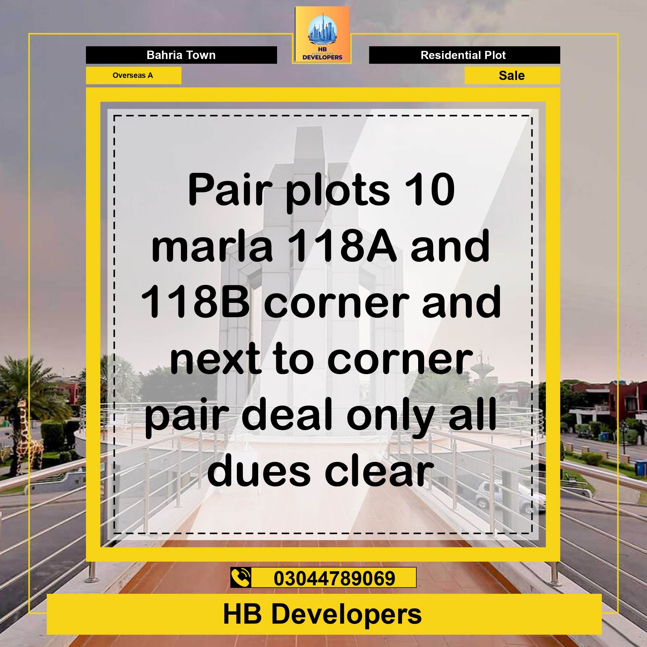 10 Marla Residential Plot for Sale in Overseas A -  Bahria Town, Lahore - (BP-375525)