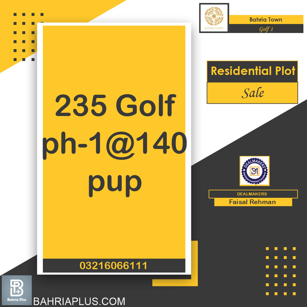 10 Marla Residential Plot for Sale in Golf Phase 1 -  Bahria Town, Lahore - (BP-375541)