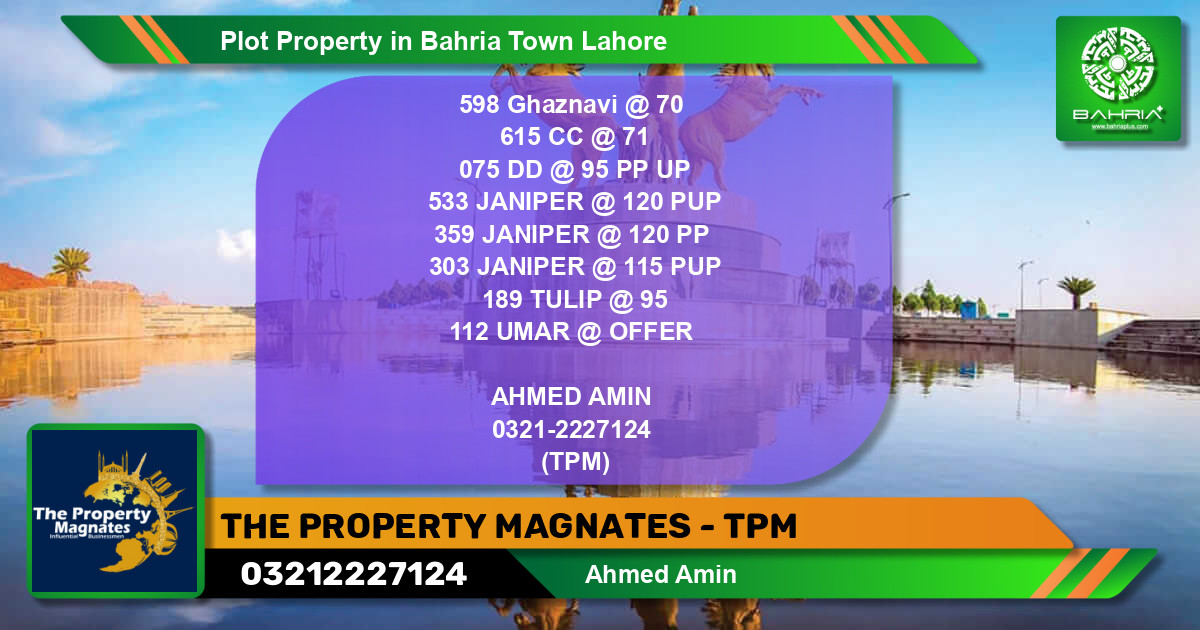 Residential Plot for Sale in Bahria Town, Lahore - (BP-37574)