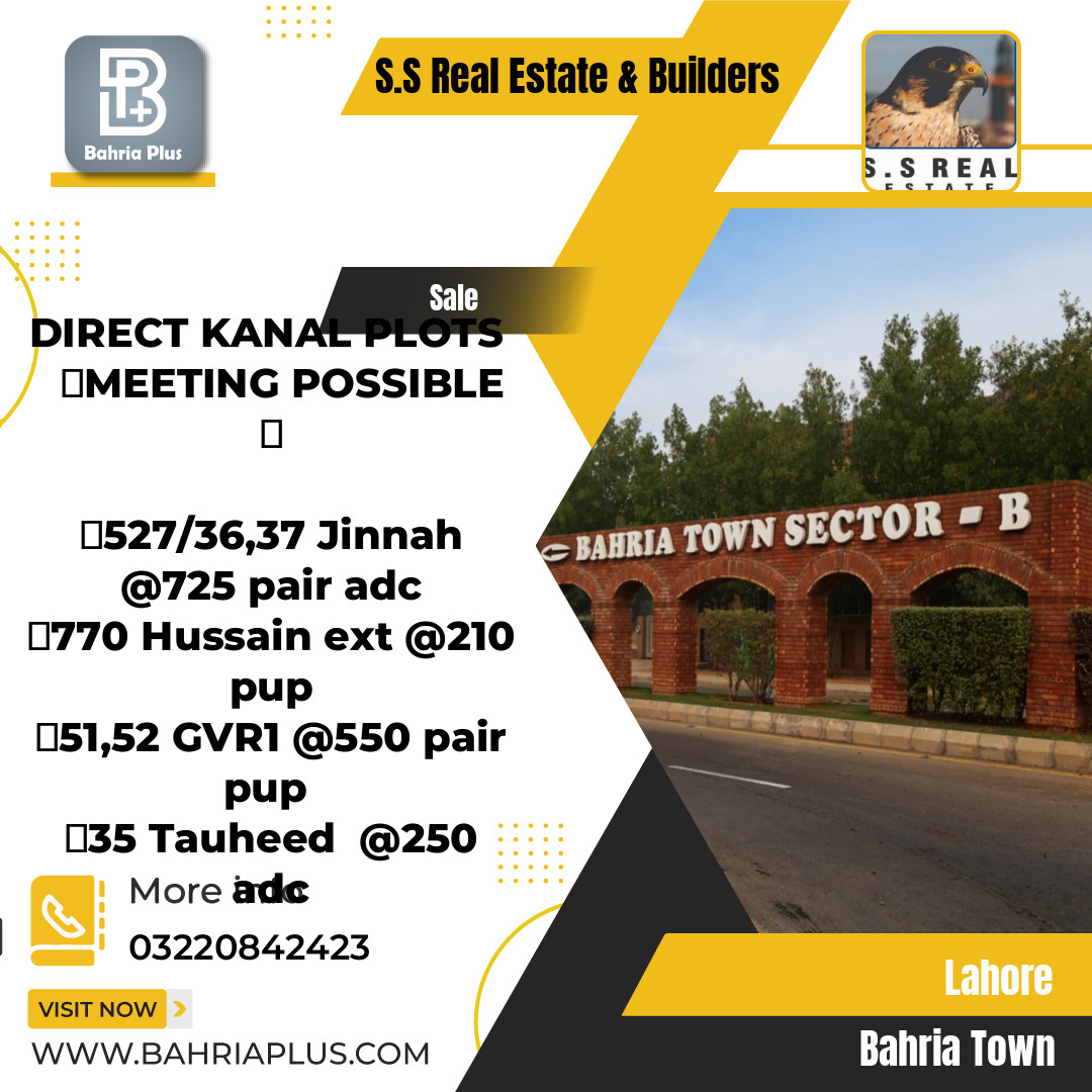 Residential Plot for Sale in Bahria Town, Lahore - (BP-377308)