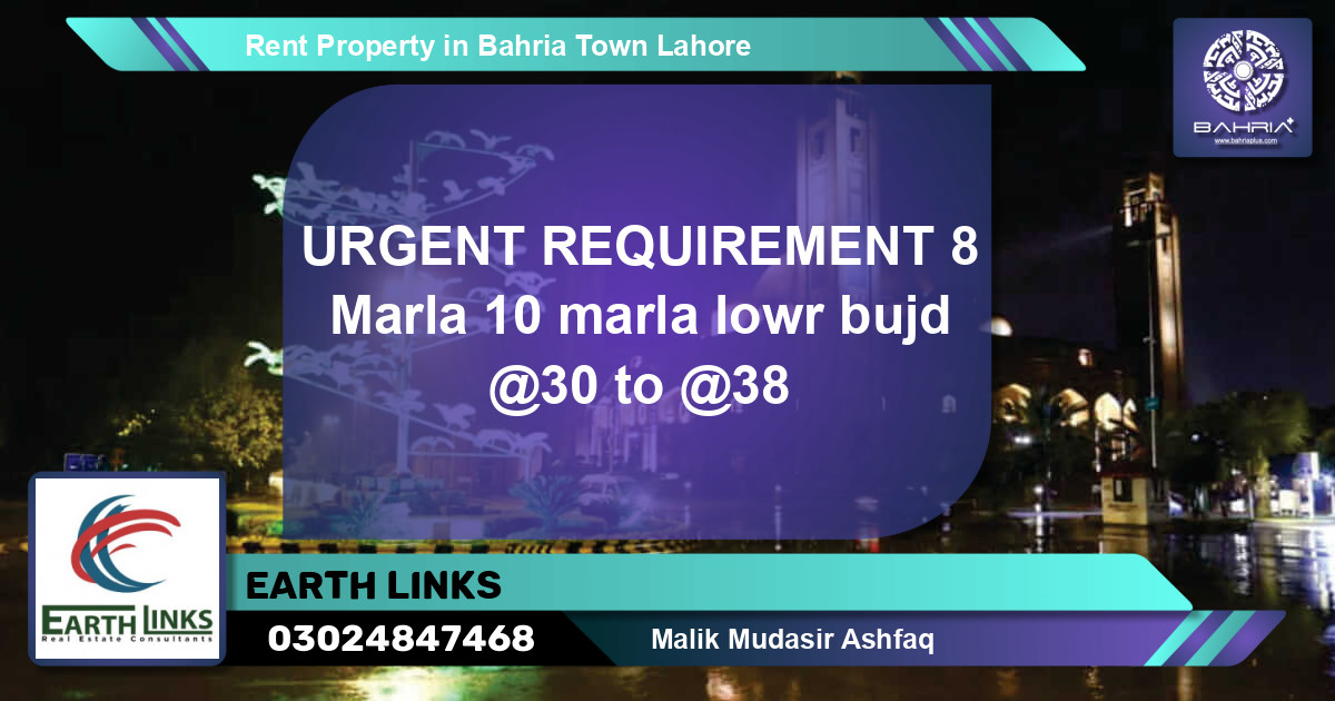 Residential Property for Rent in Bahria Town, Lahore - (BP-37832)