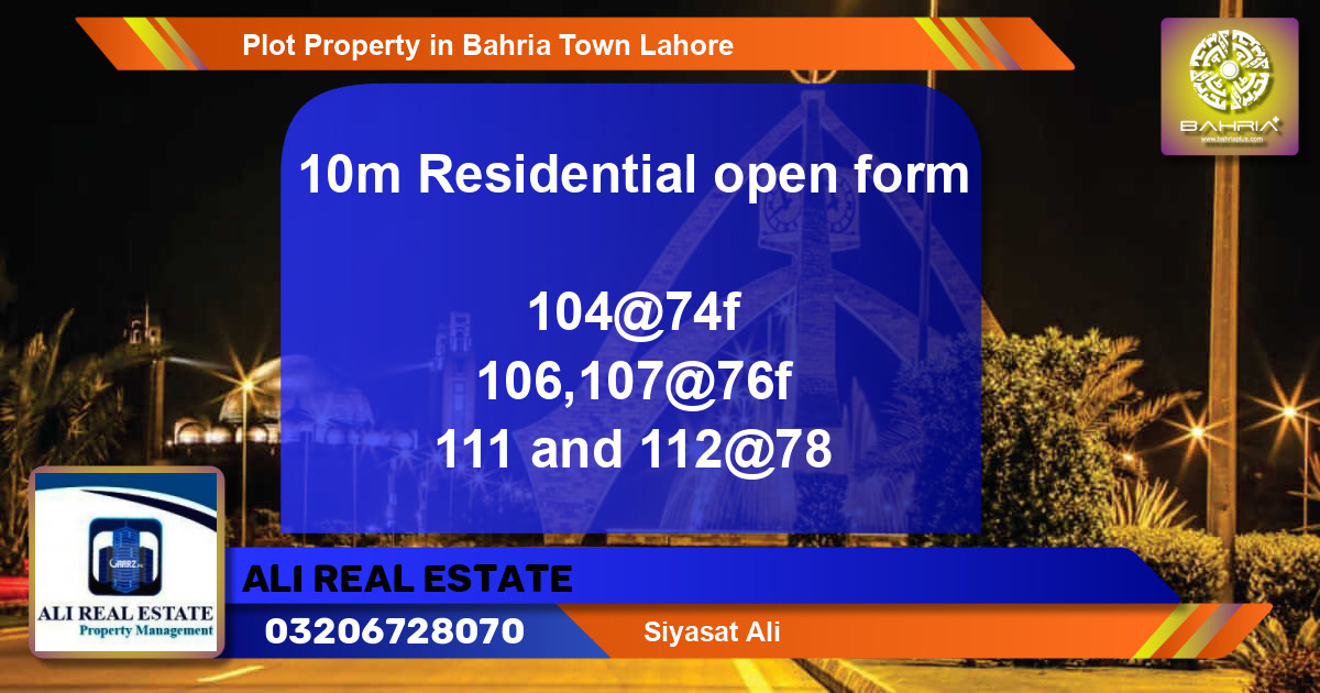 Residential Plot for Sale in Bahria Town, Lahore - (BP-37849)
