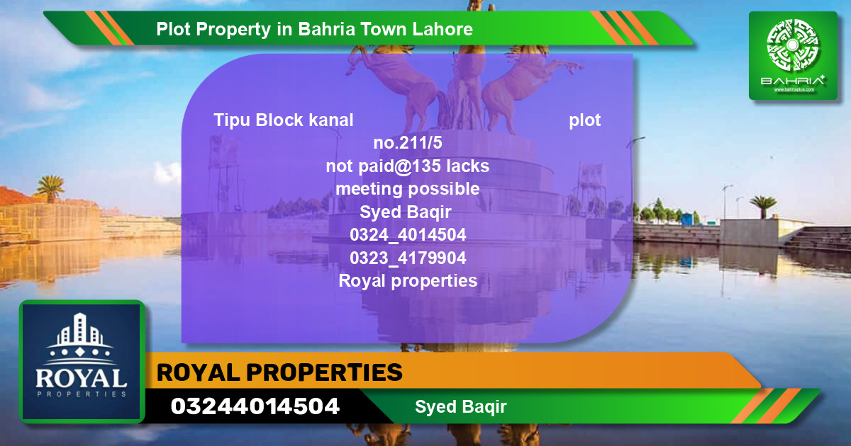 Residential Plot for Sale in Bahria Town, Lahore - (BP-37911)
